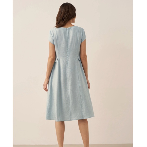 100% Linen Natural Summer V-Neck Dress, brand new with tag on - Picture 7 of 10